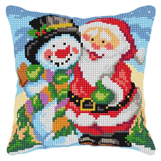 Orchidea Cushion Cross Stitch Kit Santa Claus And Snowman